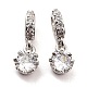 Brass Micro Pave Clear Cubic Zirconia Eropean Dangle Charms KK-A156-16P-RS-2