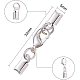 PandaHall Elite 20 Sets Silver Color Brass Lobster Claw Clasps Fold Over Cord End Caps Terminators Crimp End Tips for Jewelry Making KK-PH0035-33S-2