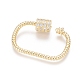 Brass Micro Pave Clear Cubic Zirconia Screw Carabiner Lock Charms ZIRC-L085-04G-2