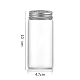 コラムガラススクリュートップビーズ貯蔵チューブ  アルミニウム製の口が付いた透明なガラス瓶  銀  4.7x10cm  容量：130ml（4.40fl.oz） CON-WH0086-094F-01-1