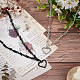 ANATTASOUL 2Pcs 2 Colors Alloy Heart Pendant Necklace with Thorn Chains for Women NJEW-AN0001-68-7