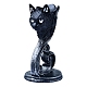 Kristallkugelhalter aus Kunstharz im Gothic-Stil mit Katzenkopf WICR-PW0016-03-1
