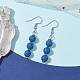 Ohrringe aus gefärbtem Natur-Lavastein mit runden Perlen für Damen EJEW-JE05636-05-2