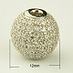 Brass Cubic Zirconia Beads ZIRC-D003-12mm-2P-1