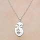 201 Stainless Steel Hollow Abstract Face Pendant Necklace NJEW-OY001-83-1
