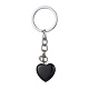 Natural Black Stone & Natural White Jade Heart Keychains KEYC-JKC00548-4