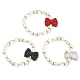 Set di braccialetti elasticizzati con perle di plastica e pietra di luna sintetica a 3 colori BJEW-JB09507-1