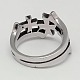 Retrò personalizzato 304 anelli incrociati in acciaio inox per gli uomini RJEW-F006-116-3