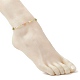 Bracelet de cheville en laiton fait à la main avec chaîne à maillons de fleur de marguerite pour femme AJEW-AN00533-3