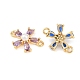 Подвески-коннекторы из латуни с микропаве из кубического циркония и пластиковыми жемчужинами&nbsp;LS-KK-Z145-09G-2
