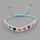 Friendship 7 Colors Heart Loom Pattern Seed Beads Bracelets for Women BJEW-Z013-02-4