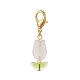 Tulipe opaque acrylique & verre feuille pendentifs décorations HJEW-JM00949-01-1