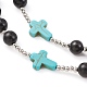 Collana con perle rosario in turchese sintetico e legno NJEW-JN04431-4