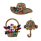 Superfindings 3 pz 3 spilla con strass colorati in stile ombrello e cappello e cesto di fiori JEWB-FH0001-13-1