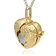 Golden Tone Brass Hollow Heart Cage Pendants KK-J241-02G-2