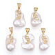 Ciondoli di perle keshi con perle barocche naturali PEAR-N020-J26-1