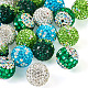 20шт 5 цвета полимерной глины бусины со стразами CLAY-TA0001-33-2
