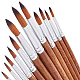 絵筆セット  木製ハンドル付きナイロンヘアブラシ  水彩画家のためのプロの絵画キット  シエナ  18.5~23.4x0.5~0.9cm  12個/セット AJEW-WH0263-06-1