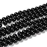 Brins de perles d'obsidienne naturelle sans yeux, ronde, 8mm, Trou: 1mm, Environ 46~49 pcs/chapelet, 14.8~15.3 pouce