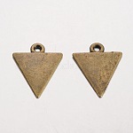 Треугольник тибетский стиль сплава подвески пустой тег, без свинца, без никеля и без кадмия, античная бронза, 23x18x1.2 мм, отверстие : 2 мм