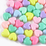 Acrylic Beads, Heart, Mixed Color, 9.5x10.5x6mm, Hole: 2mm, about 1250pcs/500g