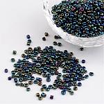 12/0 iris perles de graines de verre rond, colorées, 2mm, Trou: 1mm, environ 3304 pcs/50 g