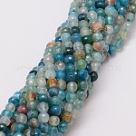Natural Agate Bead Strands, Dyed, Faceted, Round, Medium Turquoise, 6mm, Hole: 1mm, about 56~58pcs/strand, 14 inch