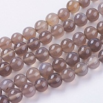 Chapelets de perles d'agate naturelle, ronde, grises , 10mm, Trou: 1mm, Environ 38 pcs/chapelet, 15.75 pouce