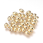 Perles séparateurs en laiton, ovale, sans nickel, véritable 18k plaqué or, 6x4mm, Trou: 1mm