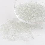 6/0 Perlas de semillas de vidrio, transparente, redondo, blanco, 4mm, agujero: 1.5 mm, aproximamente 496 unidades / 50 g
