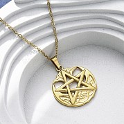 Ожерелья с подвеской в виде пентаграммы викинга из нержавеющей стали 304 NJEW-M096-01G