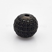 CZ латунные круглые бусины класса ААА с кубическими циркониями KK-O065-10mm-01B-NR