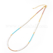 Винтажное короткое разноцветное ожерелье из стеклянных бус AF0855-2