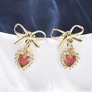 Серьги-гвоздики с цирконом из латуни EJEW-F362-06G