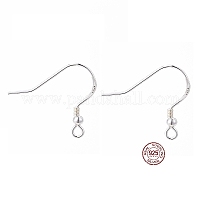 925 Sterling Silver Earring Hooks, Silver, 14x14mm, Hole: 2mm, 22 Gauge,  Pin: 0.6mm