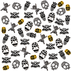 90 St&uuml;ck 6 Stil Legierung Totenkopf Cabochons MRMJ-OC0002-78