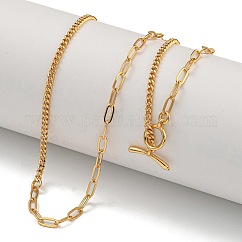 Collares de cadena de eslabones de latón y de cadena con clip para mujer, real 18k chapado en oro, 17.91 pulgada (45.5 cm)