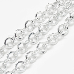 Cadenas de aluminio rolo, cadenas de eructo, sin soldar, anillo plano, gainsboro, 8x1.6mm