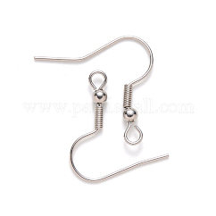 Ganchos para pendientes de acero inoxidable 304 resistentes al deslustre, cable de oreja, con lazo horizontal, Sin cadmio y níque y plomo, color acero inoxidable, 20~22x22mm, agujero: 2 mm, 21 diámetro, pin: 0.7 mm