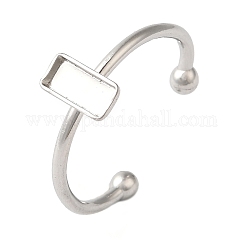 Componentes de anillo de puño abierto de acero inoxidable 304 que no se deslustran, ajuste del anillo de la almohadilla, Rectángulo, color acero inoxidable, Bandeja: 7x3 mm, 1.5mm, ajustable