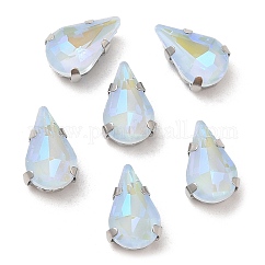Mocha fluorescente(mi) lágrima coser en pedrería, Enlaces multifilares, con ajustes de puntas de latón, accesorios de prendas de vestir, zafiro luz, 10x6.5x4.5mm, agujero: 1 mm