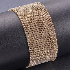 Chaînes en laiton avec strass, strass chaînes de tasse, avec bobine, brut (non plaqué), cristal, 2mm, environ 10 yards / rouleau