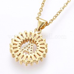 Подвеска-колье с инициалом из латуни&nbsp;NJEW-H486-30G-A