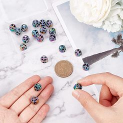 虹色の合金製ヨーロピアンビーズ  大穴ビーズ  カドミウムフリー＆ニッケルフリー＆鉛フリー  ピースサイン  10.5x9.5x7mm  穴：5mm  20個/箱&nbsp;FIND-NB0002-43