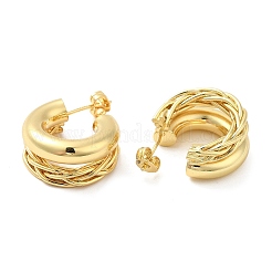 Orecchini a bottone rotondi in ottone con placcatura a cremagliera&nbsp;EJEW-D068-04G