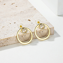 Серьги-гвоздики из латуни с прозрачным кубическим цирконием&nbsp;VB4673