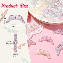 30 個 6 色 UV メッキ透明アクリルラウンドビーズ  虹色の  ウイング  ミックスカラー  14.5x34x9mm  穴：2.8mm  5個/カラー&nbsp;MACR-CJ0001-74