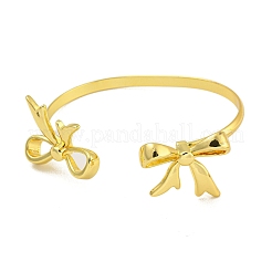 Armreifen aus Messing mit Schleife und Ständer für Damen&nbsp;BJEW-B106-25B-G