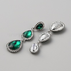 Серьги-пусеты со стразами и стеклянными каплями EJEW-WH0009-99B