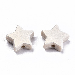 スプレープリントアクリルビーズ  ラバー加工スタイル  スター  淡いチソウ  10.5x11x4mm  穴：1.5mm  約2250個/500g&nbsp;MACR-T037-06A